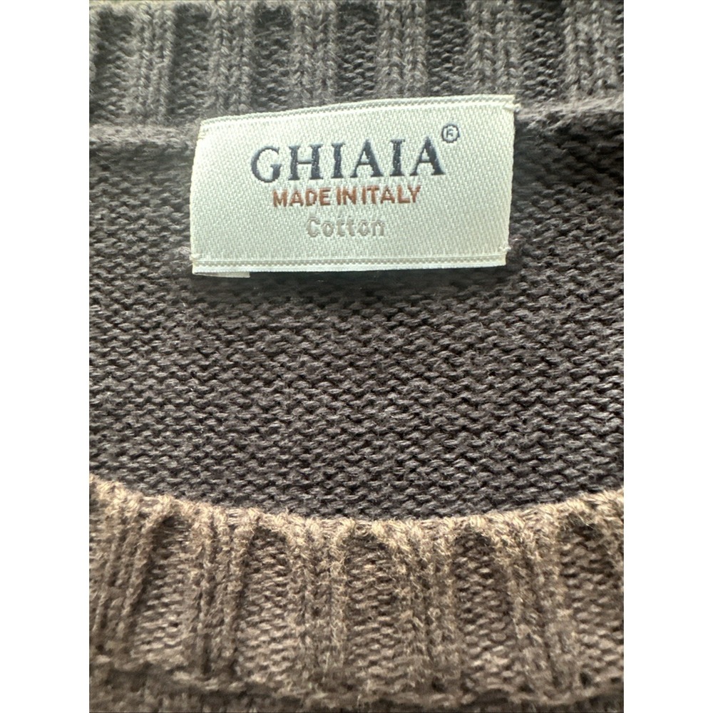 Ghiaia Jumper Set-in Sleeves Brown Cotton Knitted Vintage Faded Mens XL - Picture 2 of 6